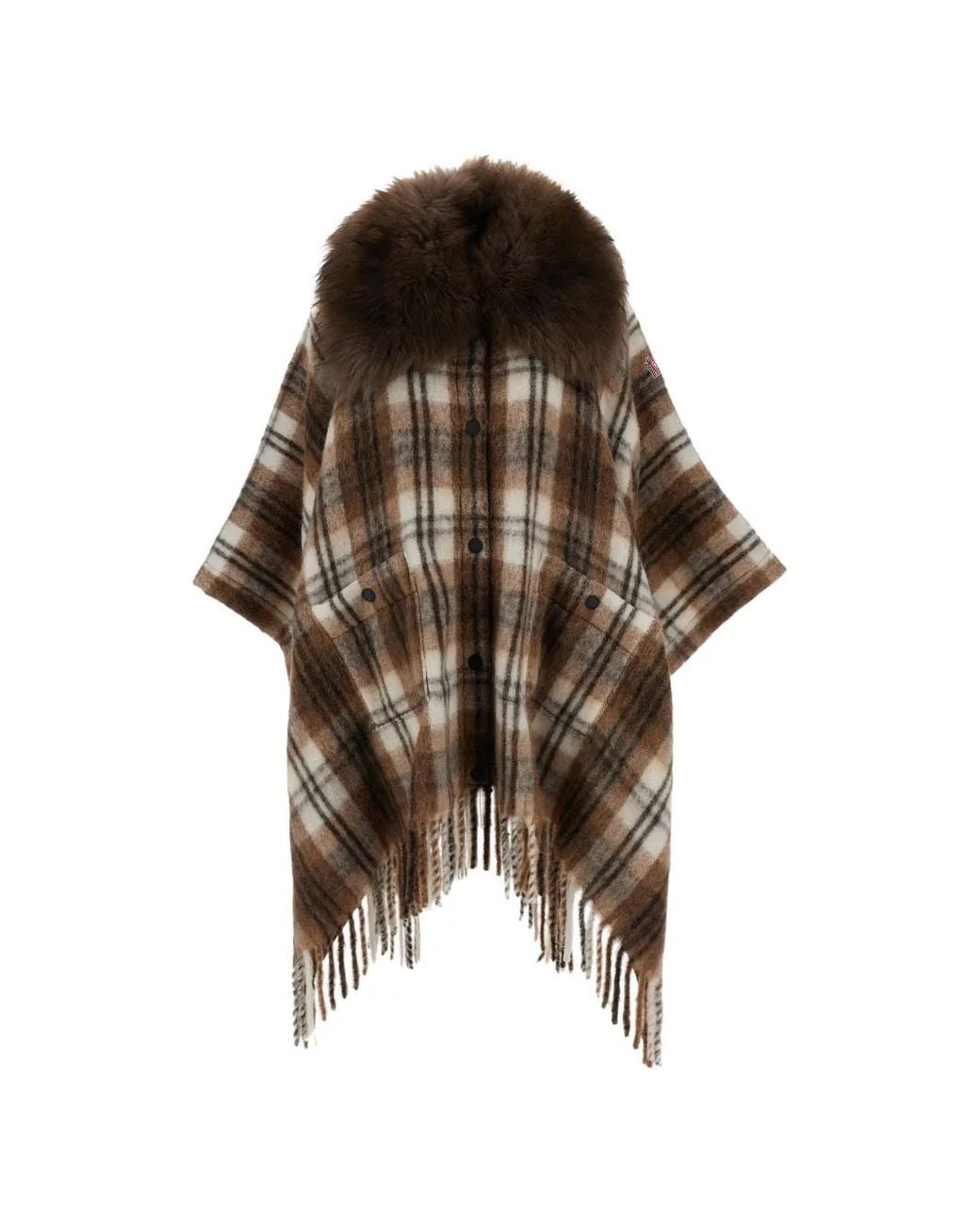 Moncler Brown Plaid Cape