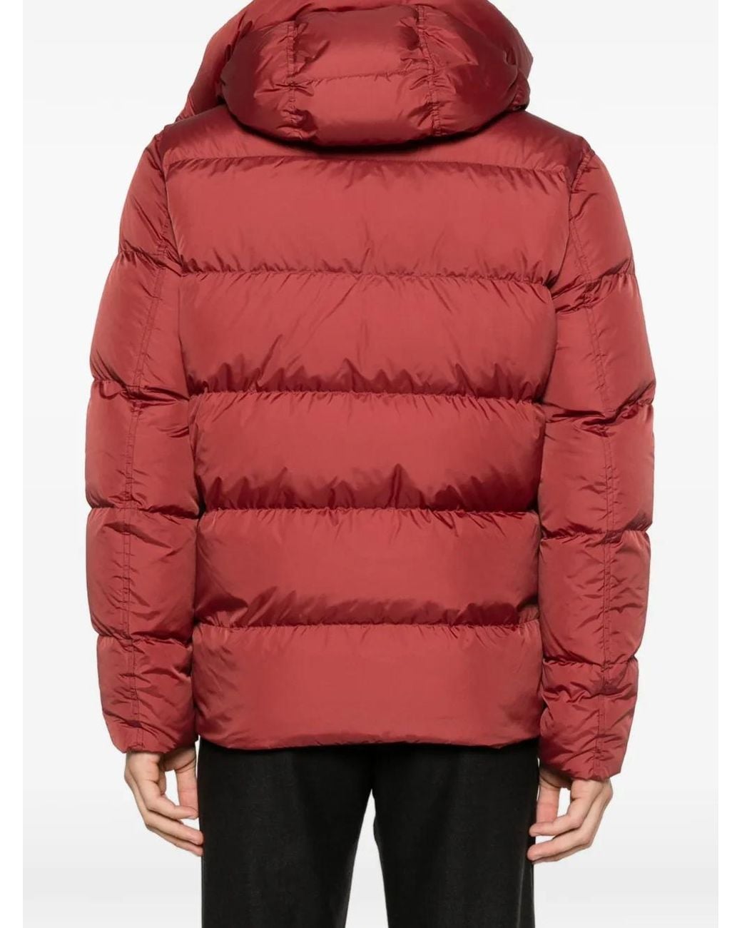 Herno Red Quilted Hooded Padded Coat for men
