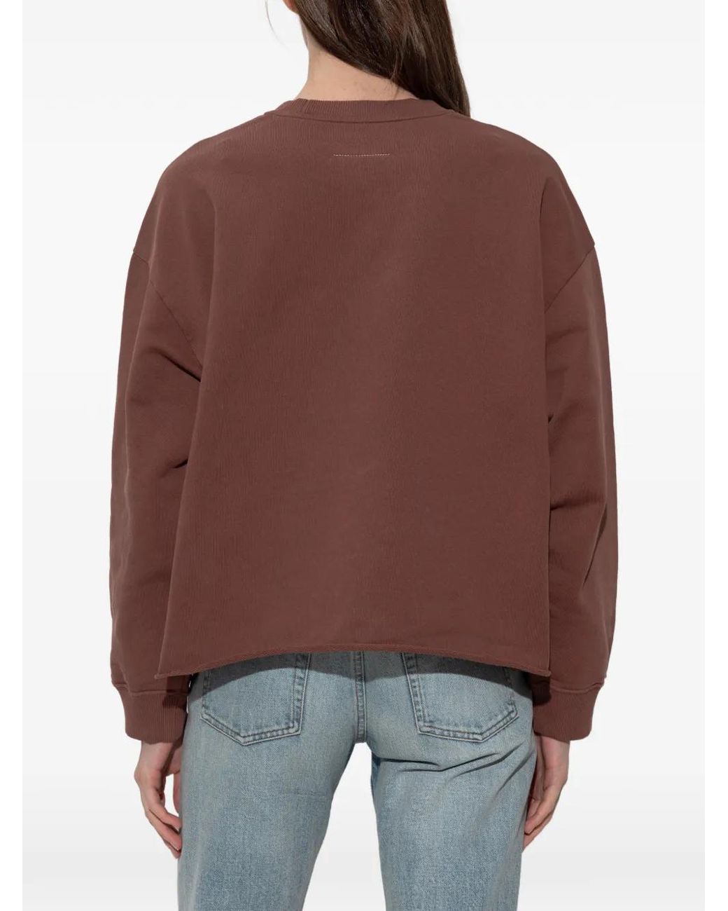 MM6 by Maison Margiela Brown Logo-Print Raw-Edge Sweatshirt