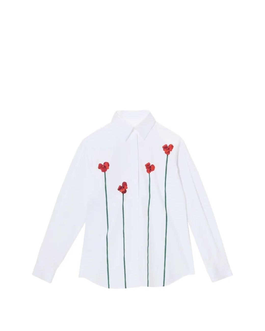 Moschino White Poppy-Print Shirt