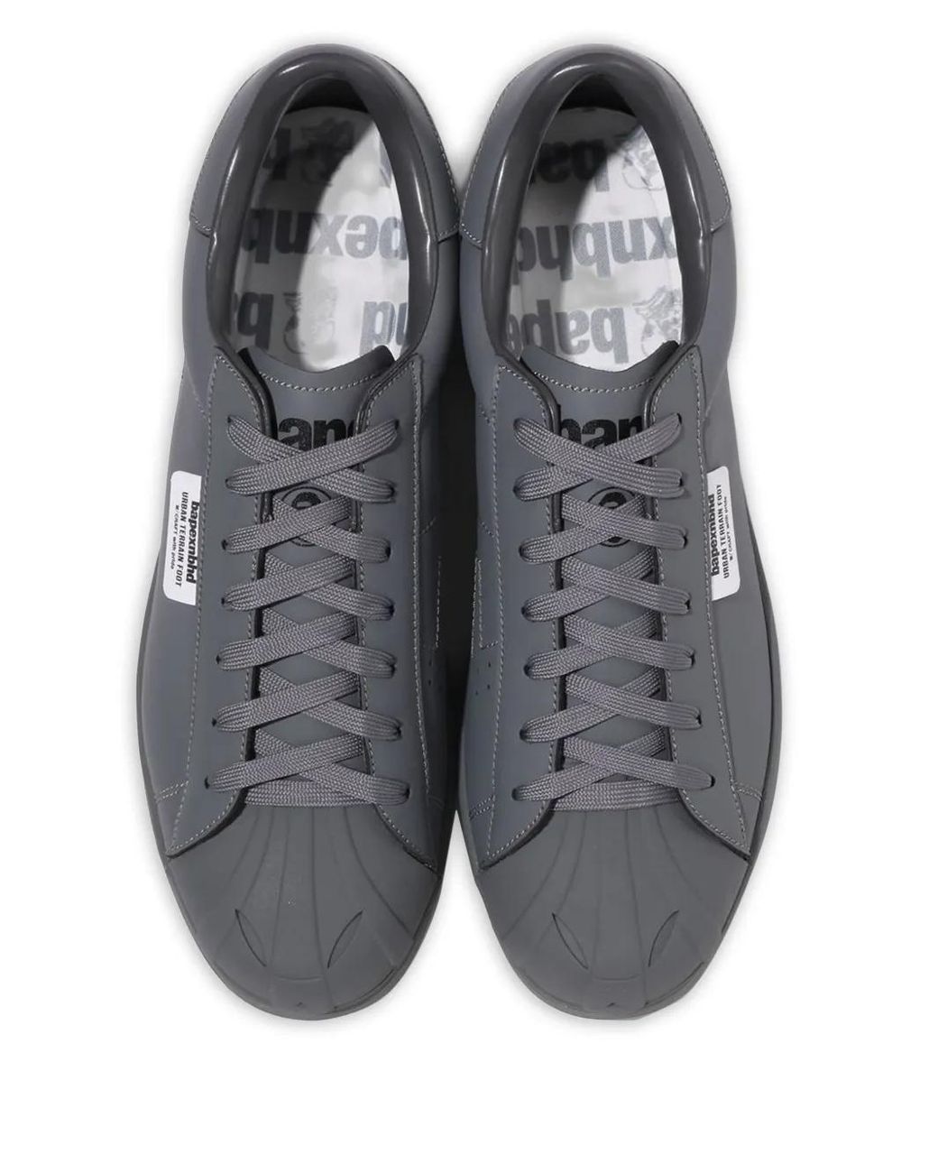 A Bathing Ape Gray X Nbhd Skull Low-Top Sneakers for men