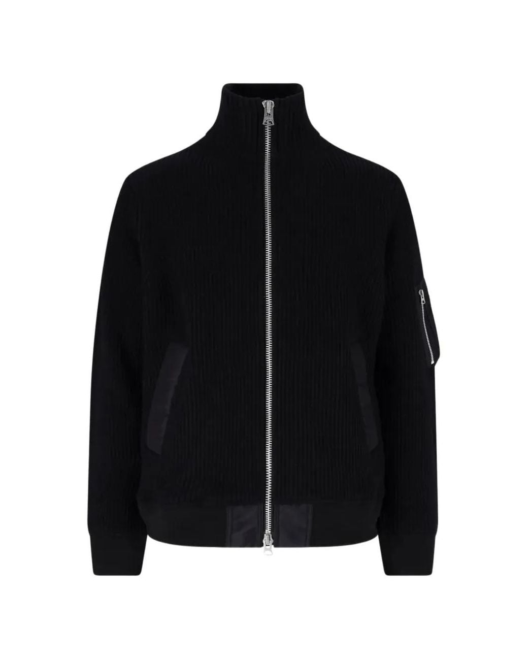 Sacai Black Ribbed-Knit Panelled Jacket for men