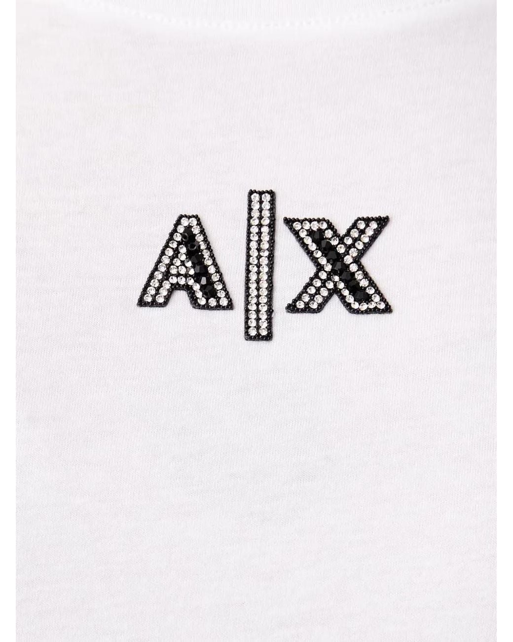 ARMANI EXCHANGE White Crystal-Embellished T-Shirt