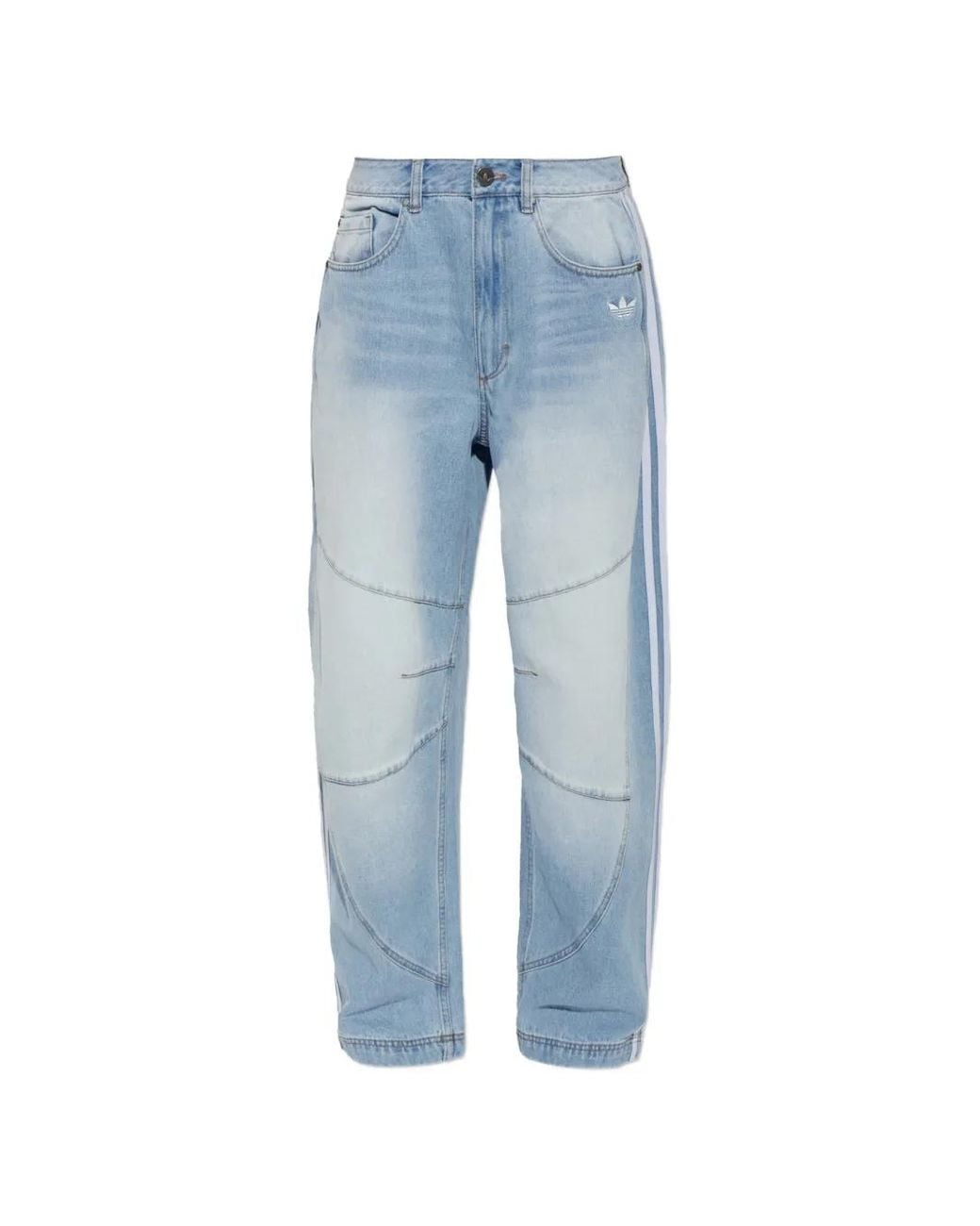 Adidas Blue Side-Stripe Tapered Jeans