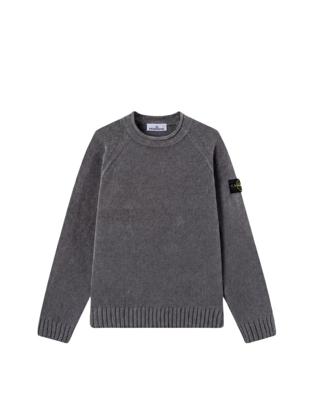 Stone Island Gray 5100013 Mouliné Cotton-Chenille Sweater for men