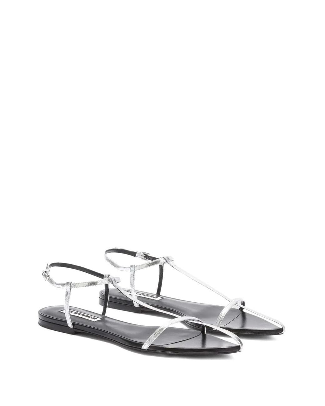 Jil Sander White Pointed Open-Toe Leather Sandals
