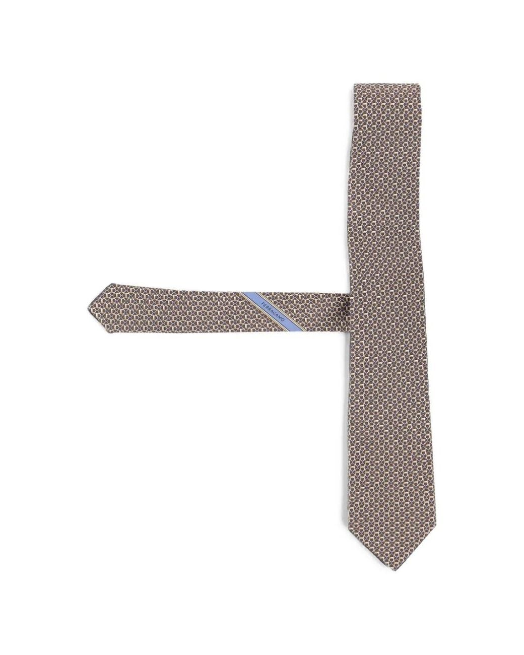 Ferragamo White Gancini-Patterned Tie for men