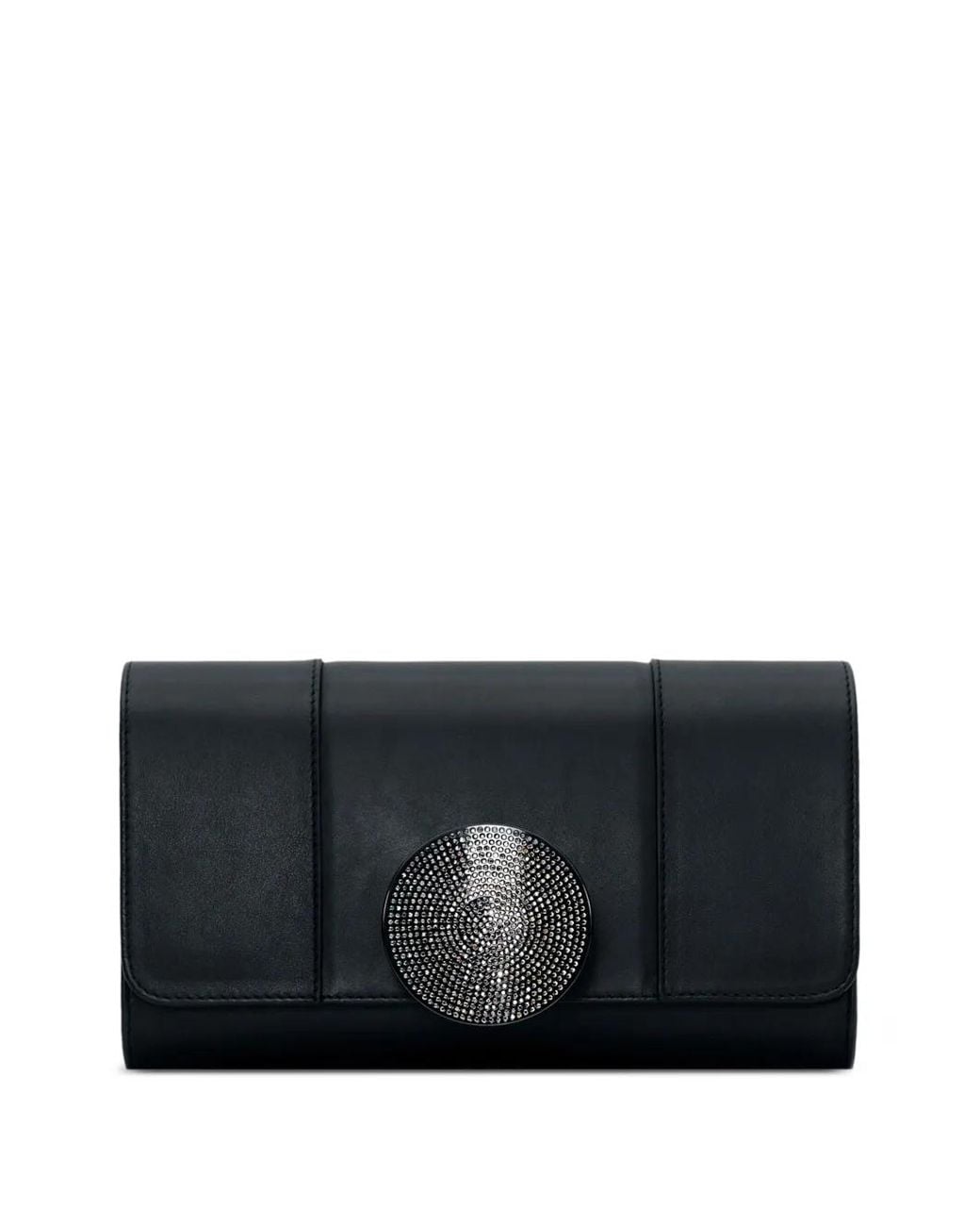 PERRIN Paris Black Le Disque Strass Clutch Bag