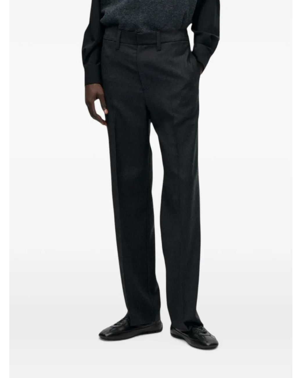 BERNER KUHL Black Soft Blazer Flannel Wool Trousers for men