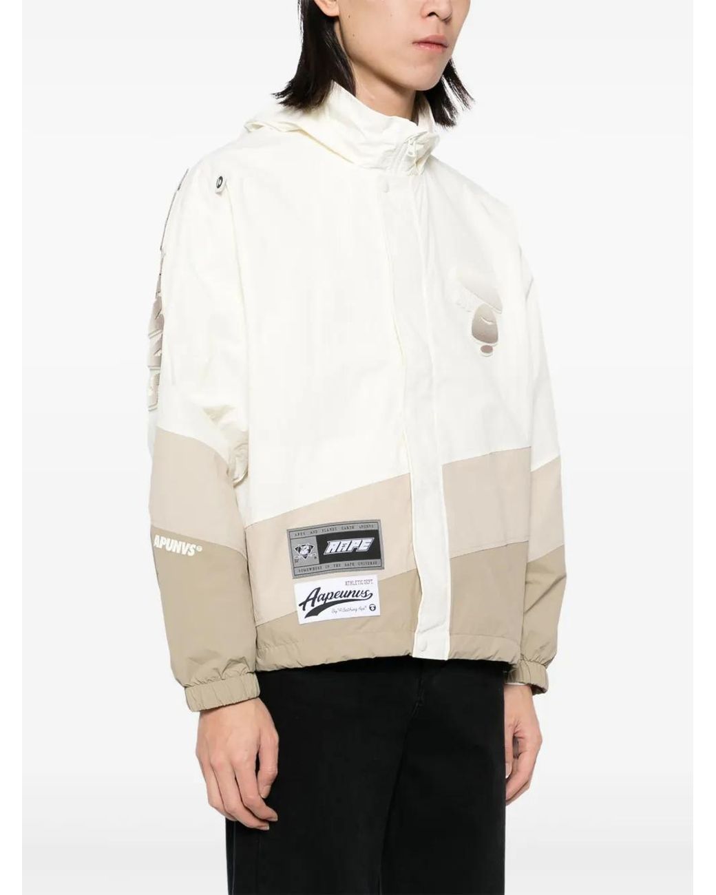 Aape By A Bathing Ape White Logo-Patch Long-Sleeved Jacket for men