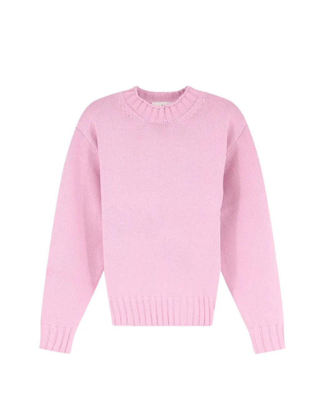 DUNST Pink Distressed-Effect Ribbed-Trim Sweater