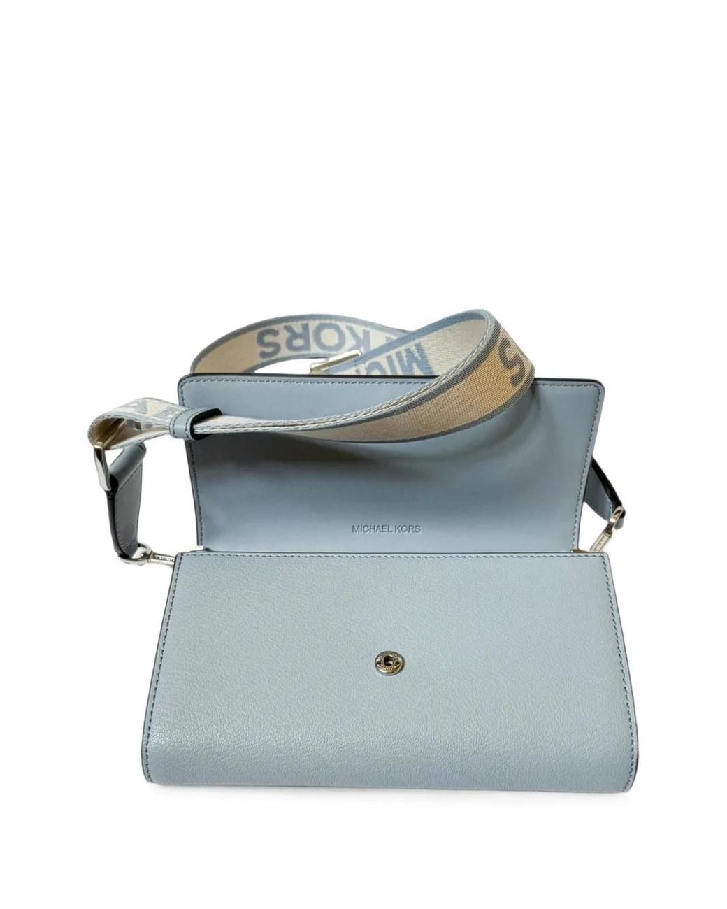 Michael Kors Blue Large Jet Set Logo-Strap Crossbody Bag