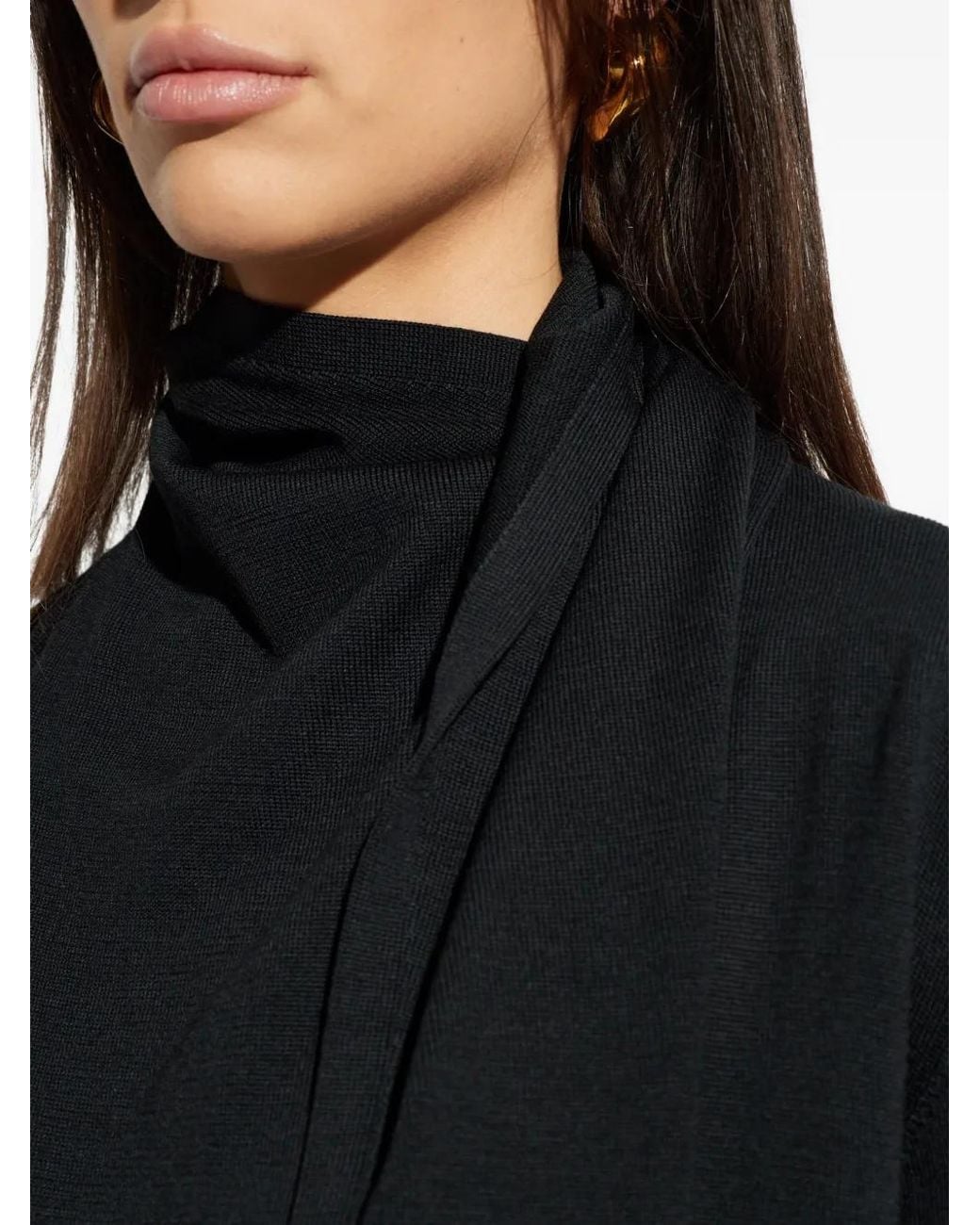 Jil Sander Blue Sweater With Decorative Neckline