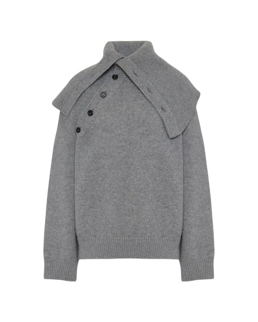 ARMARIUM Gray Afra Button-Collar Sweater