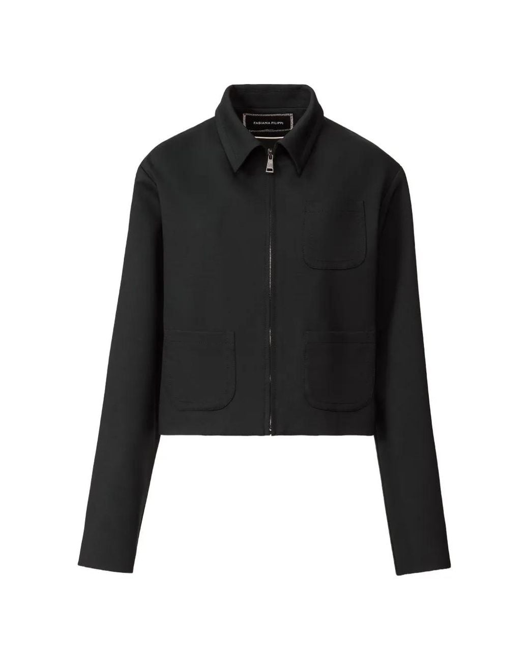 Fabiana Filippi Black Patch-Pocket Zip Jacket