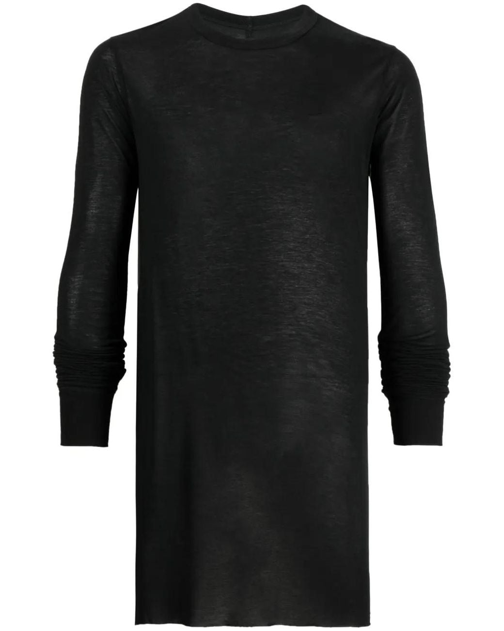 Rick Owens Black Long-Sleeved Marl-Knit T-Shirt for men