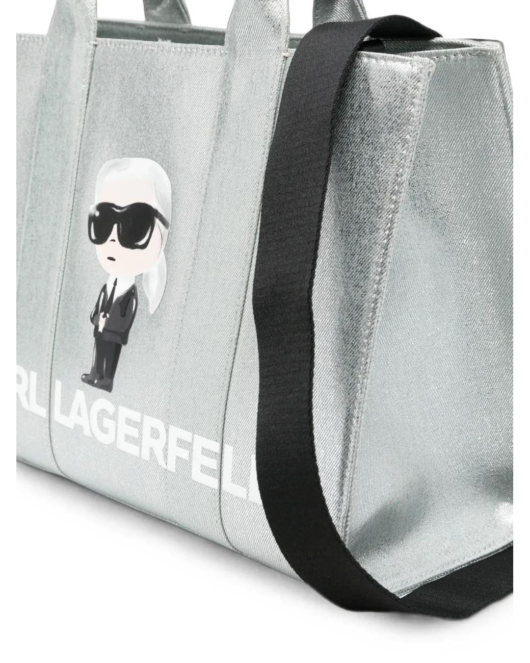 Karl Lagerfeld White Sac À Main Métallisé K/Ikonik À Logo Imprimé