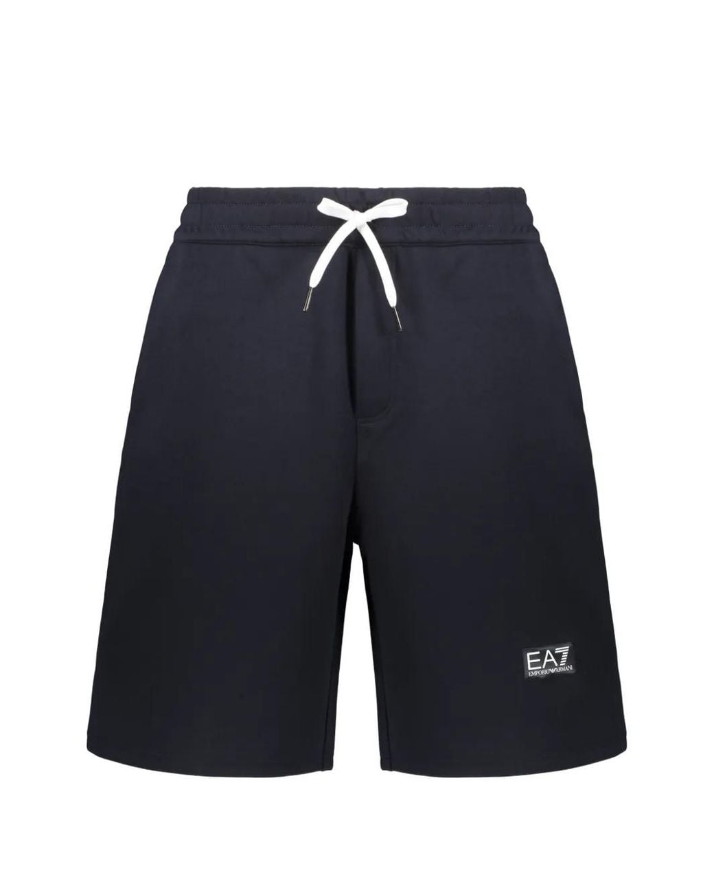 EA7 Blue Logo-Patch Drawstring Shorts for men