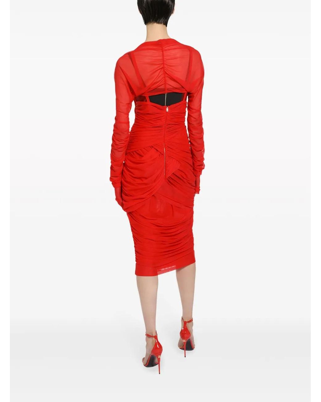 Dolce & Gabbana Red Draped Mini Dress For