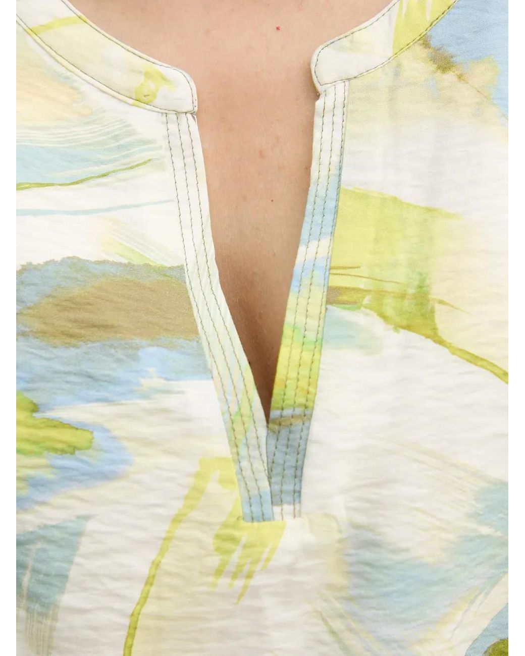 DKNY Yellow V-Neck Puff-Sleeve Midi Dress