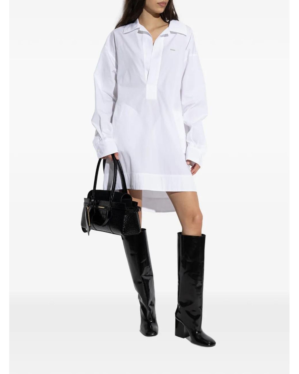 DSquared² White Wingtip-Collar Mini Dress
