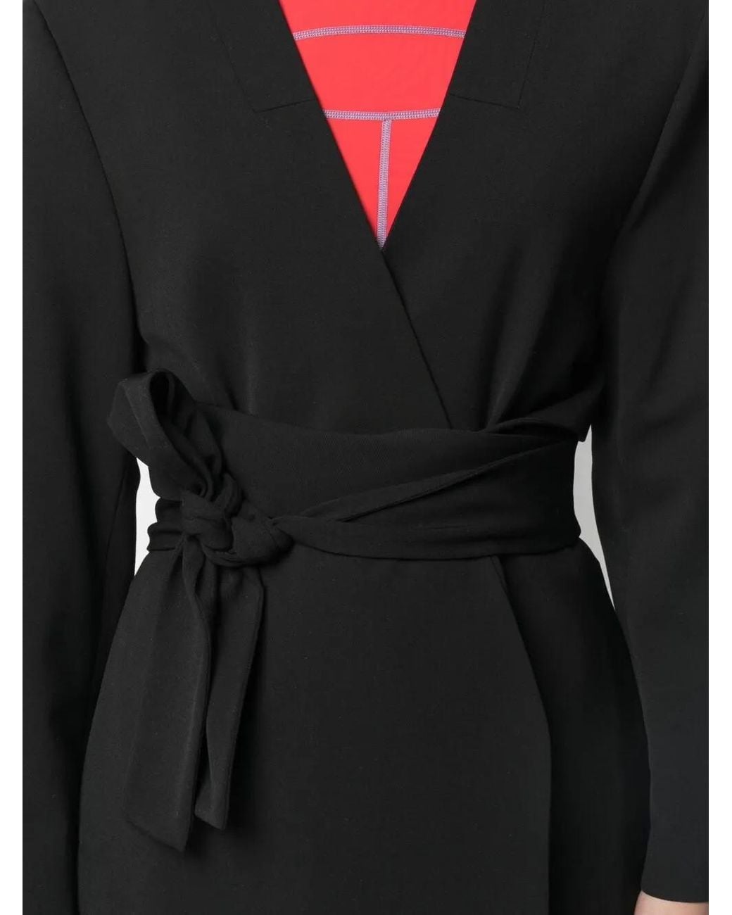 Ambush Black Asymmetric-Hem Belted Blazer