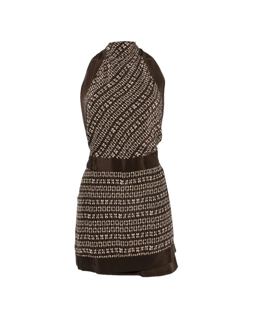 Sir Brown Astrid Printed Halter-Neck Mini Dress