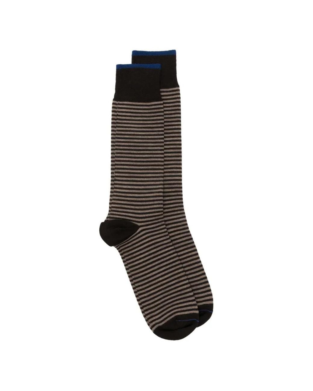 ANT45 Brown Thin Short Striped Ribbed-Knit Socks for men