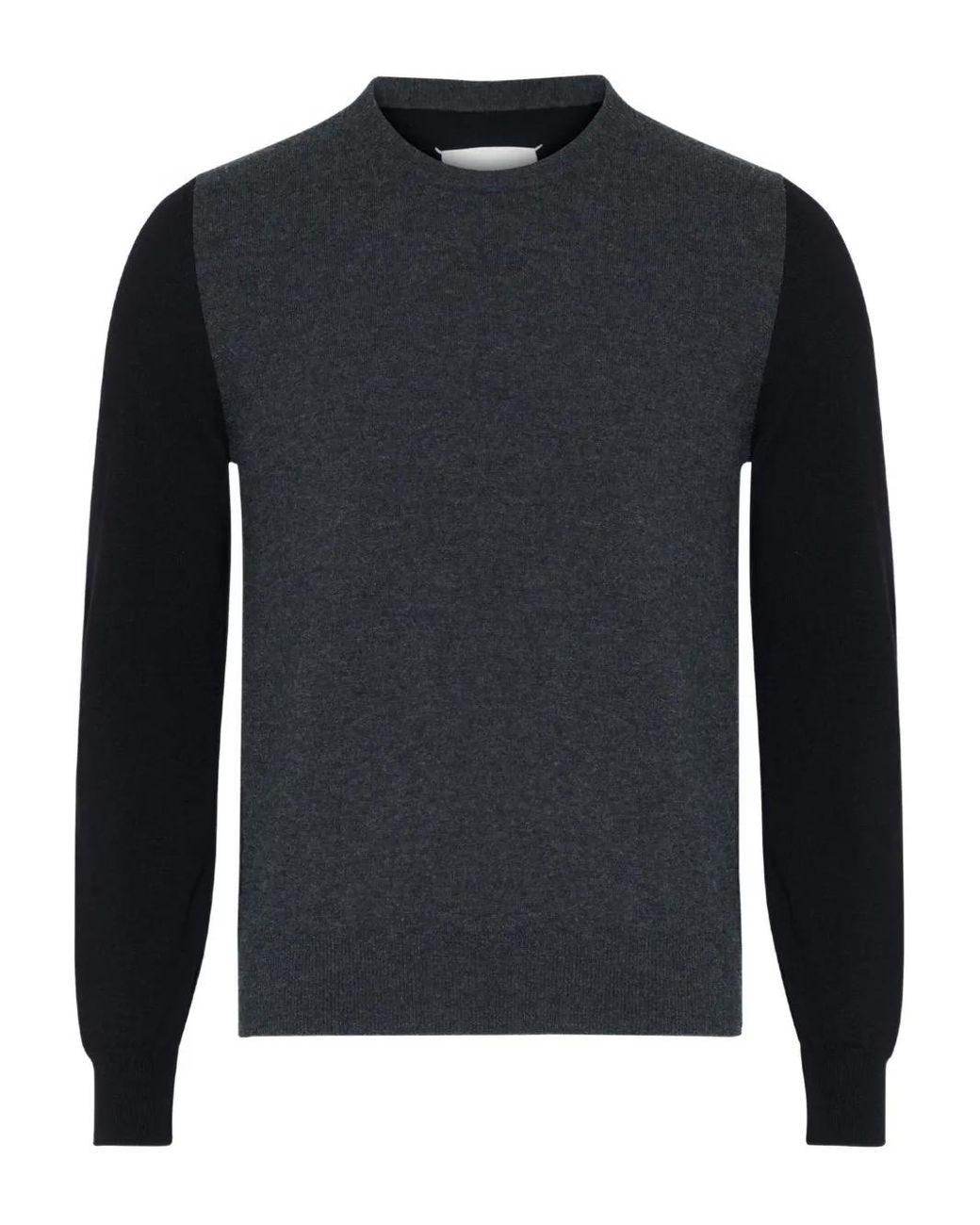 Maison Margiela Black Two-Tone Wool Crewneck T-Shirt for men