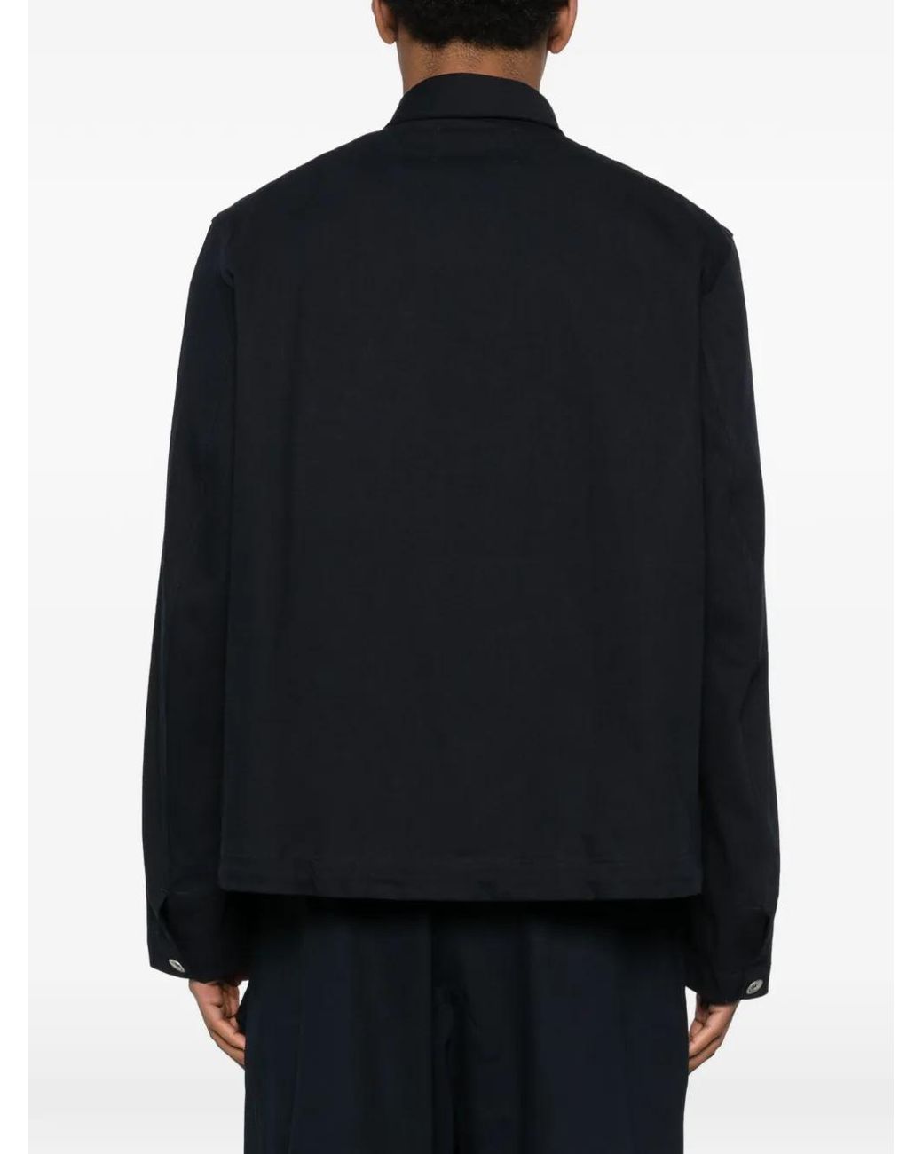 Studio Nicholson Black Drawcord-Hem Chest-Pocket Shirt for men