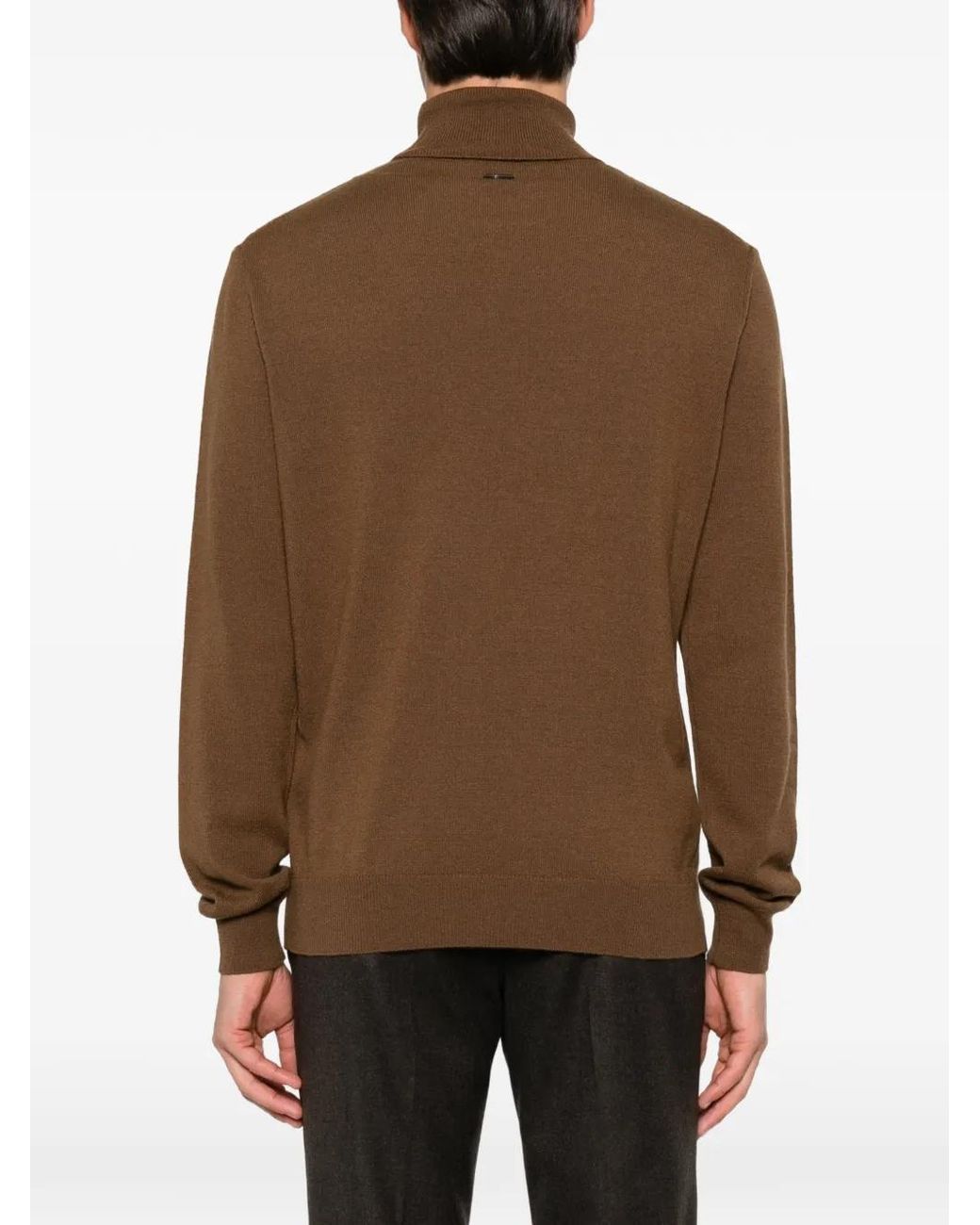 Corneliani Brown Roll-Neck Knitted Sweater for men