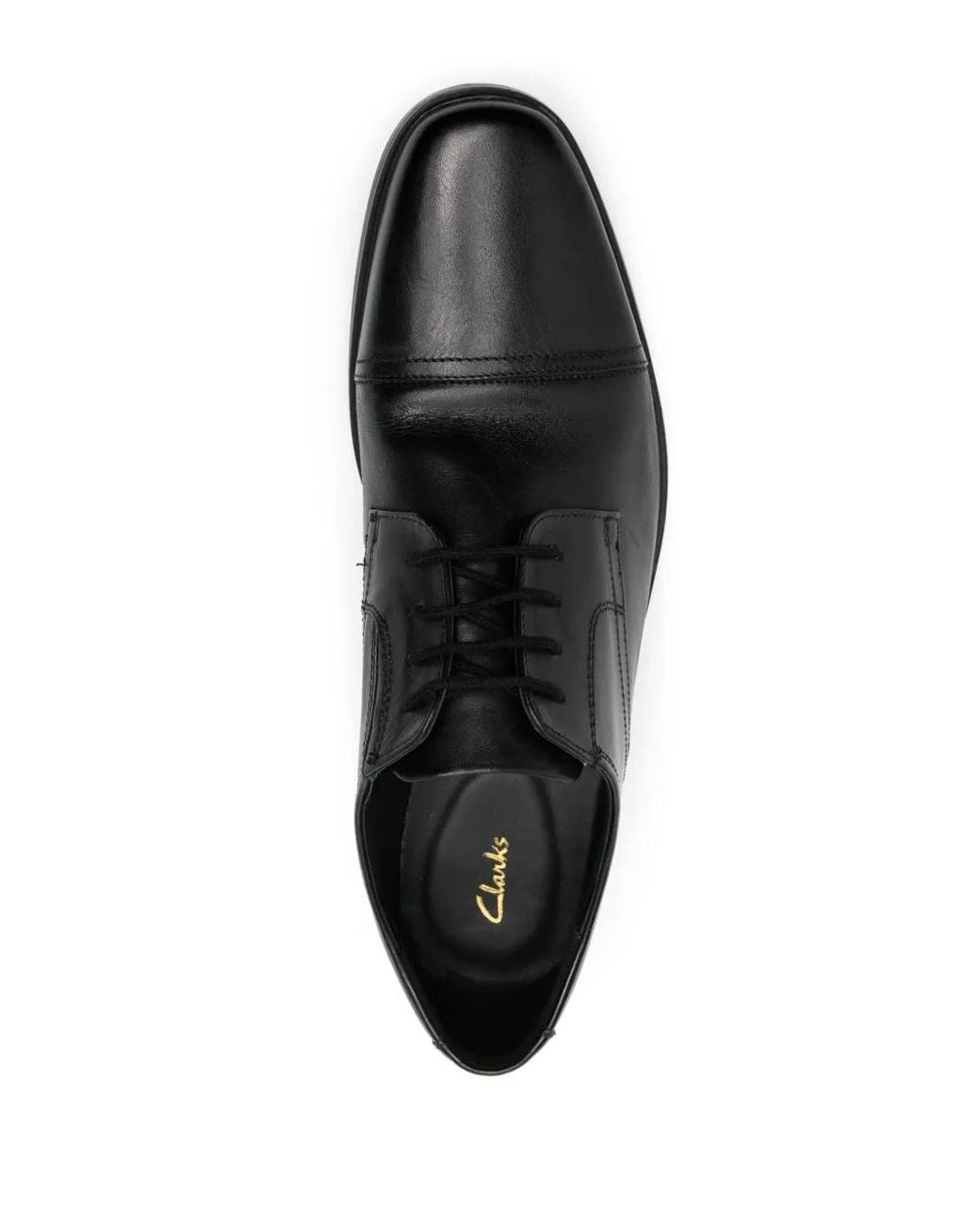 Clarks Black Howard Cap Leather Shoes for men