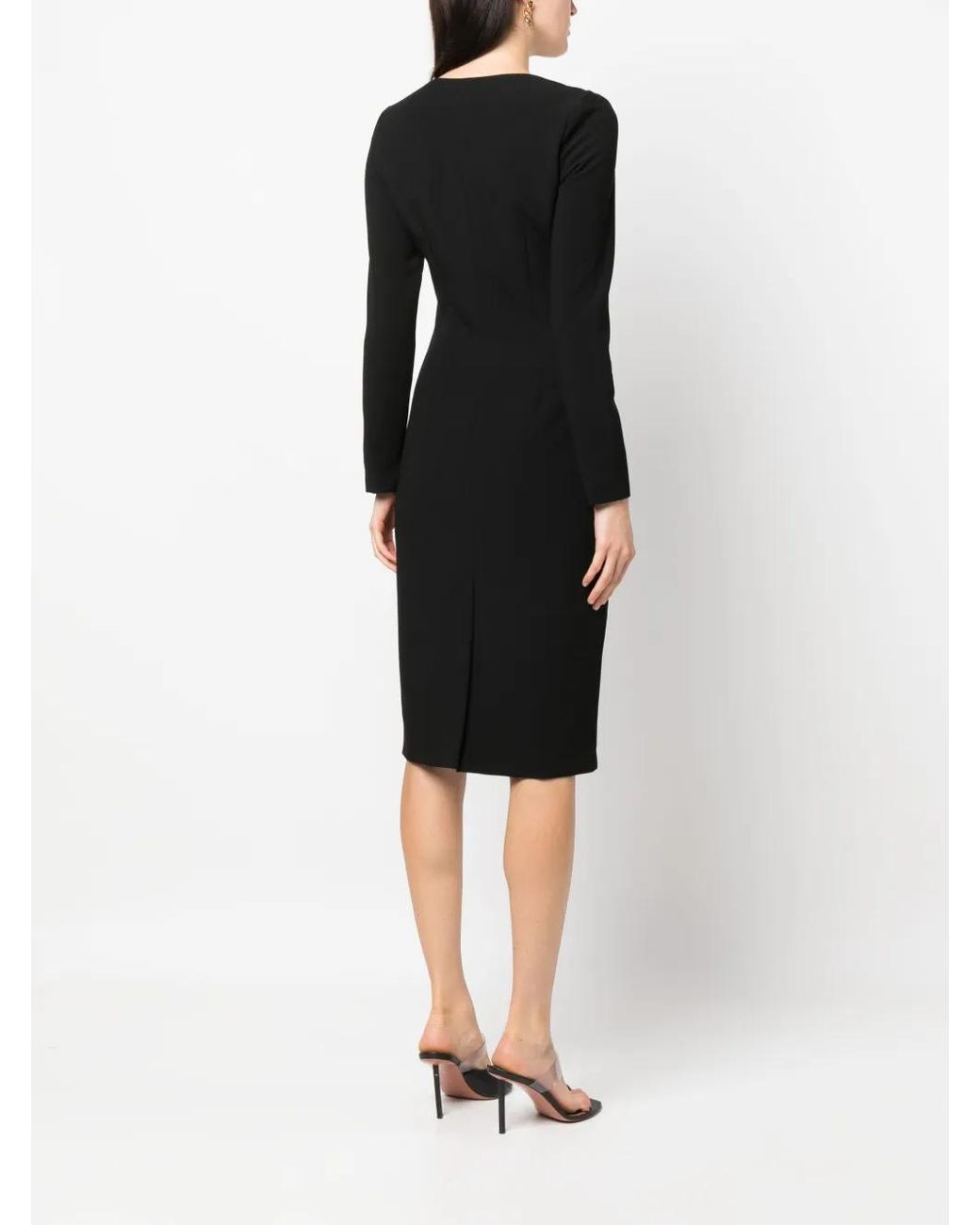 Twinset Black Chain Link-Detail Long-Sleeve Dress