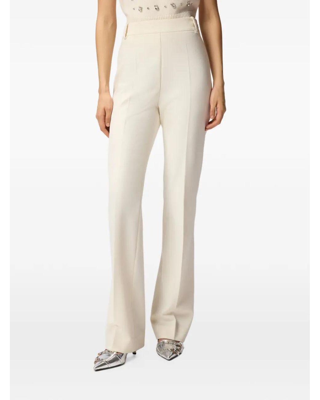 Pinko White "Pita" Crepe Poly Trousers