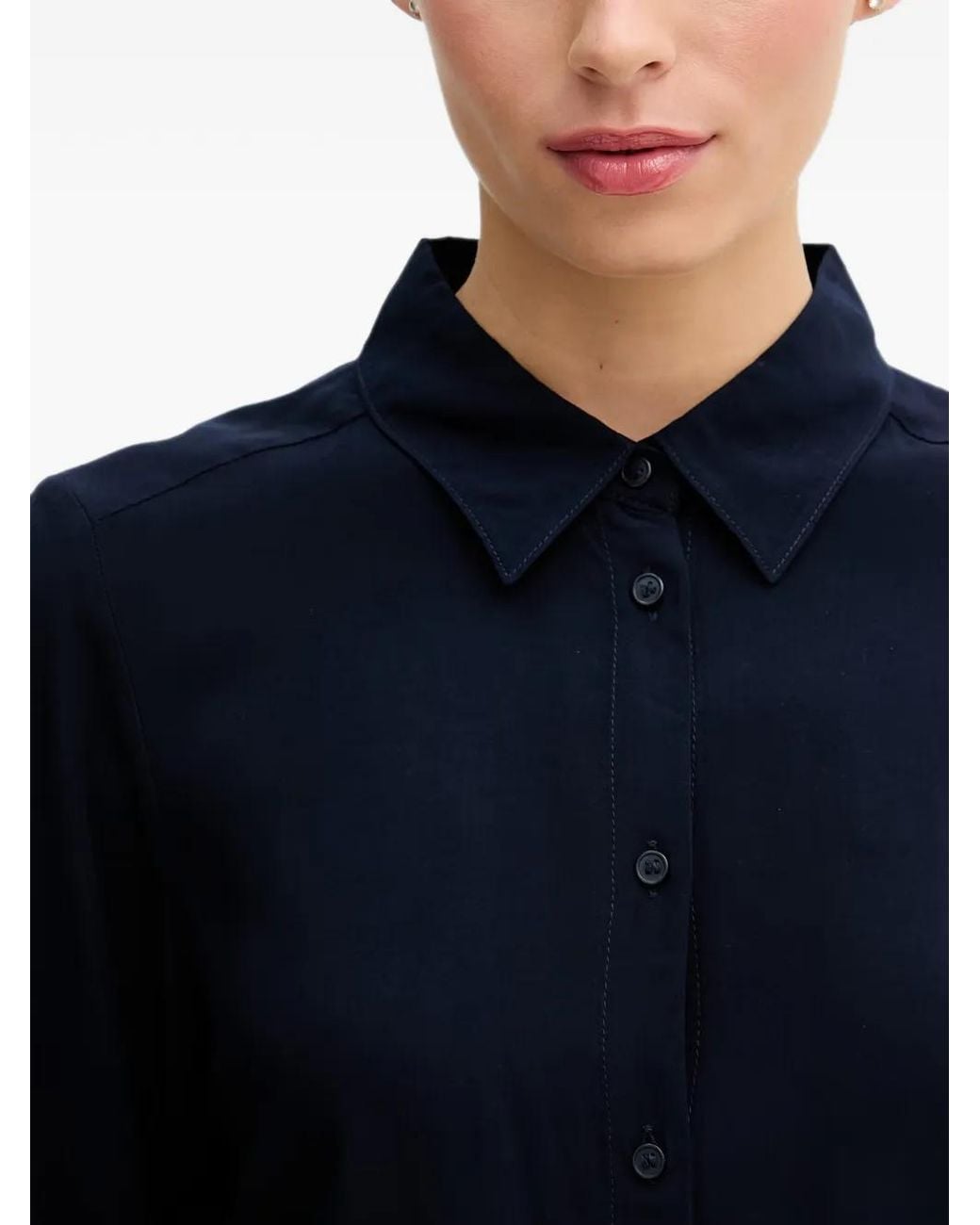 Benetton Blue Chemise Boutonnée À Manches Longues