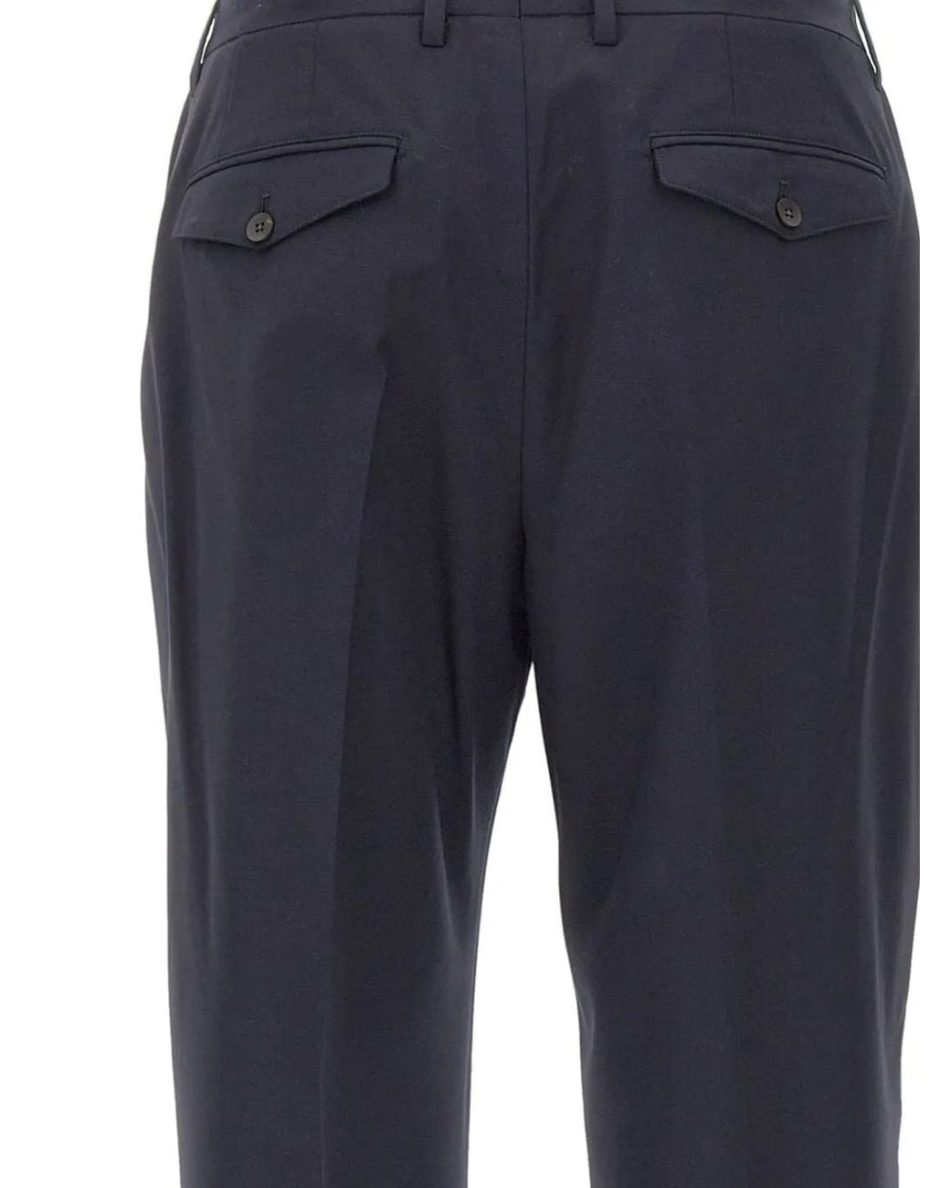 Devore Blue Pleats Flap Wool Trousers for men