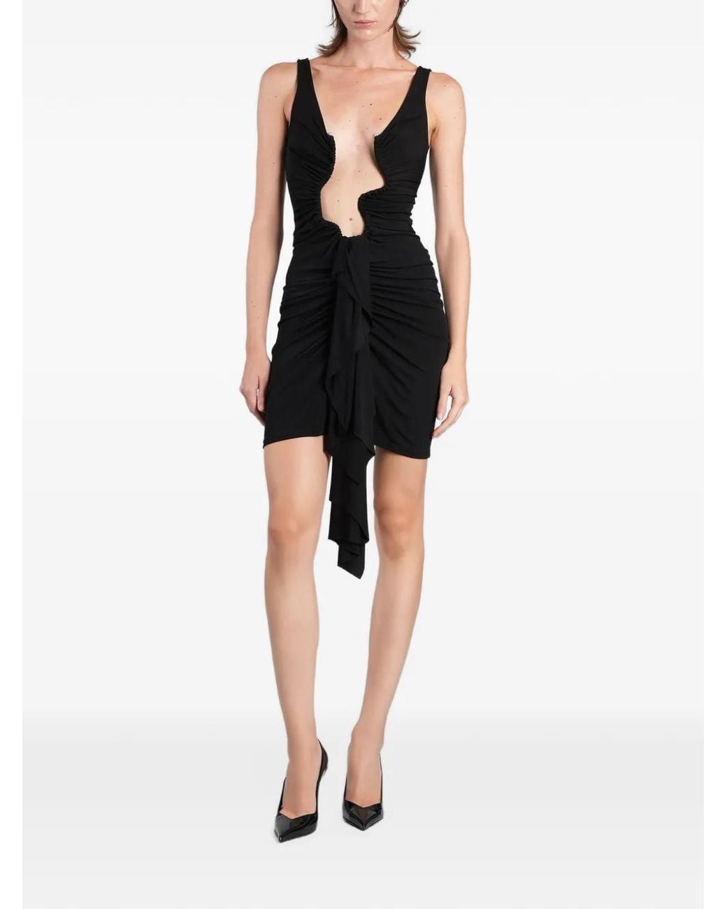 Christopher Esber Black Salacia Ruched Cutout Mini Dress