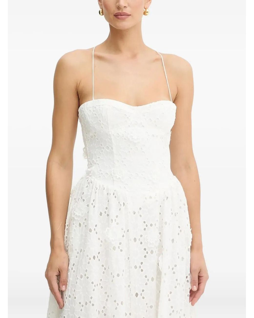 Bardot White Estie Eyelet Lace-Up Dress