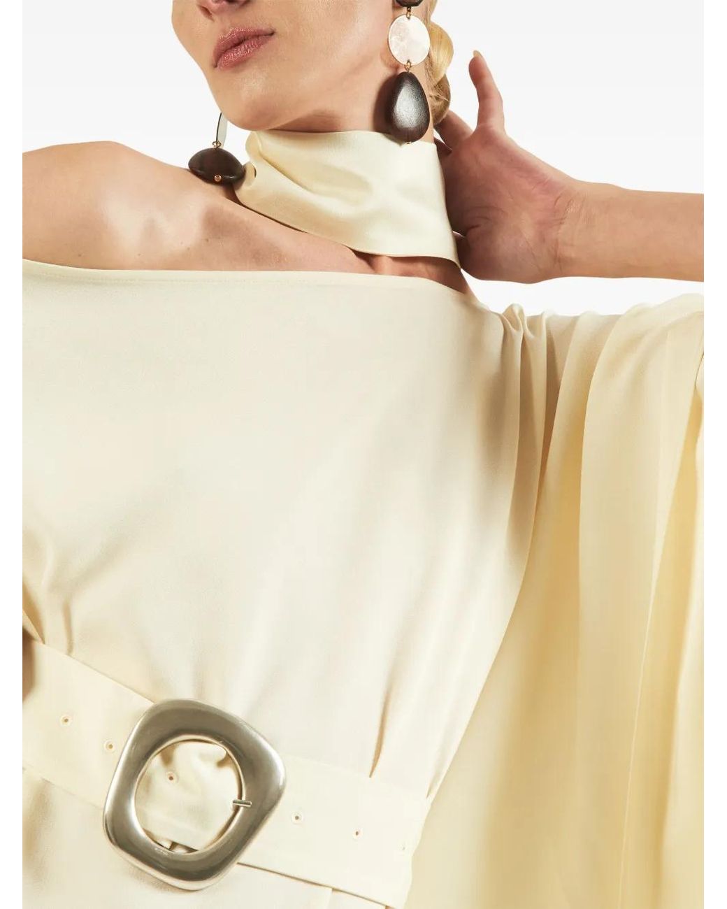 Taller Marmo Natural Taylor Belted Crepe Kaftan