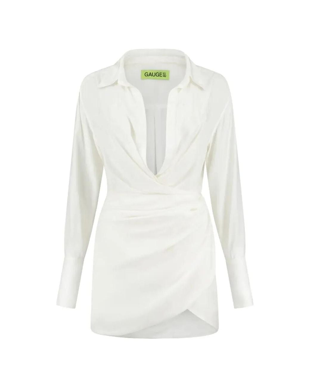 GAUGE81 White Naha Open-Neck Shirt Mini Dress