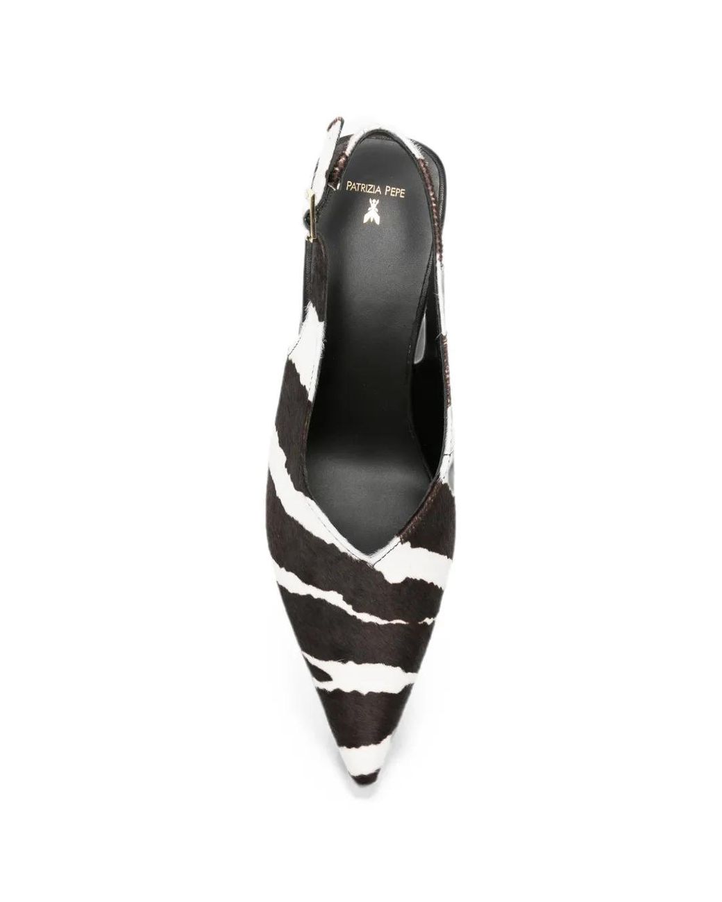 Patrizia Pepe White Zebra-Print Leather Slingback Pumps