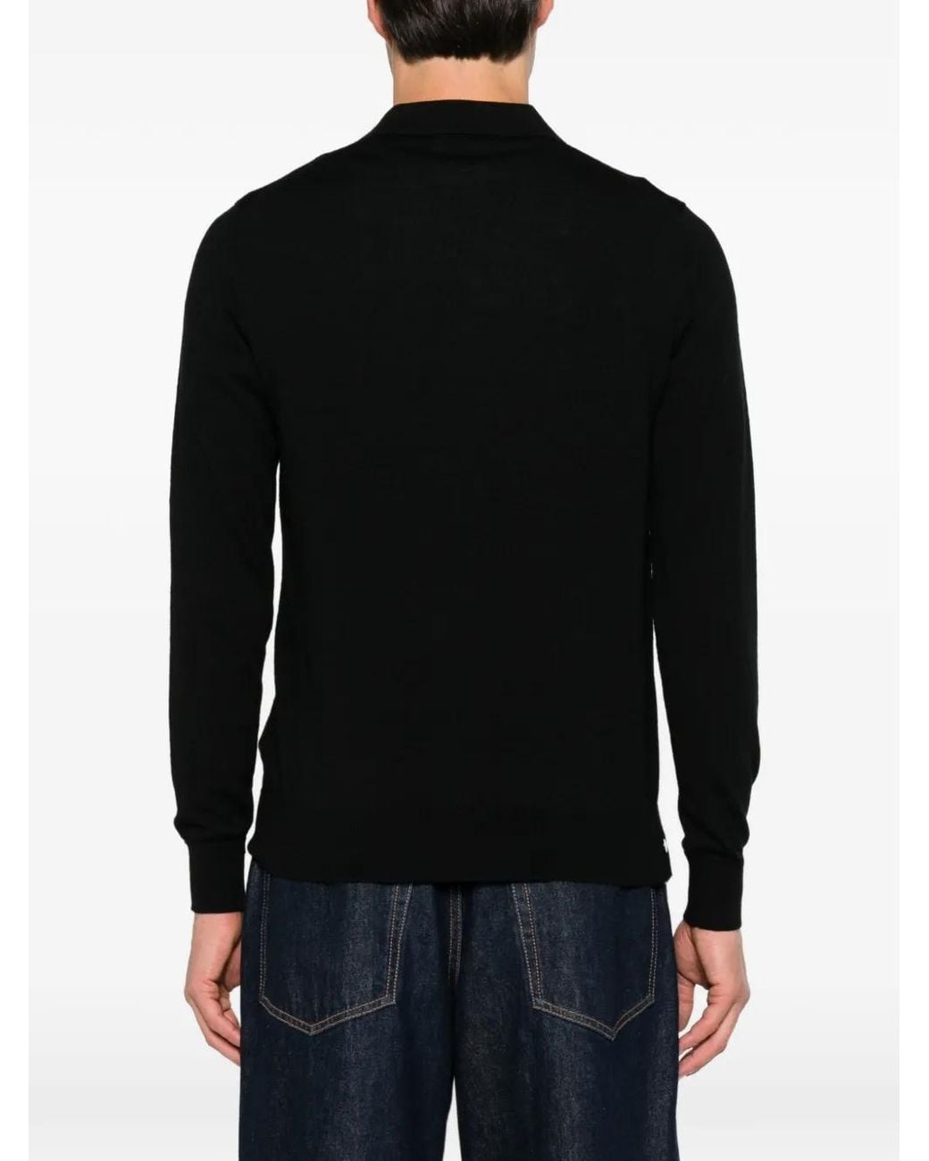 ÉPHÉMÈRE Black Long-Sleeve Polo Shirt for men