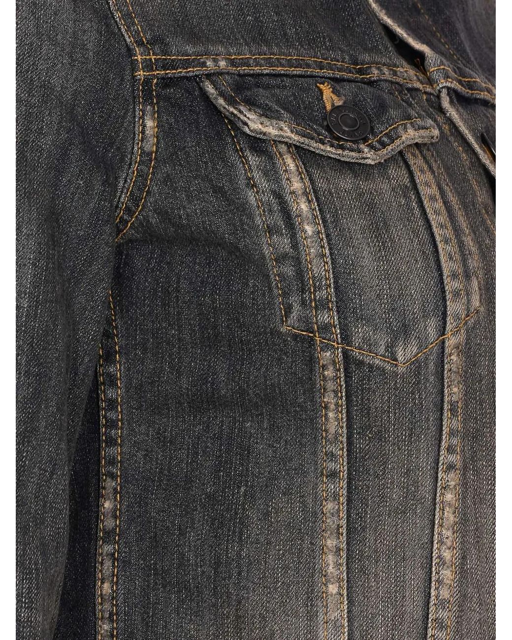 Balenciaga Gray Lace-Up Denim Jacket