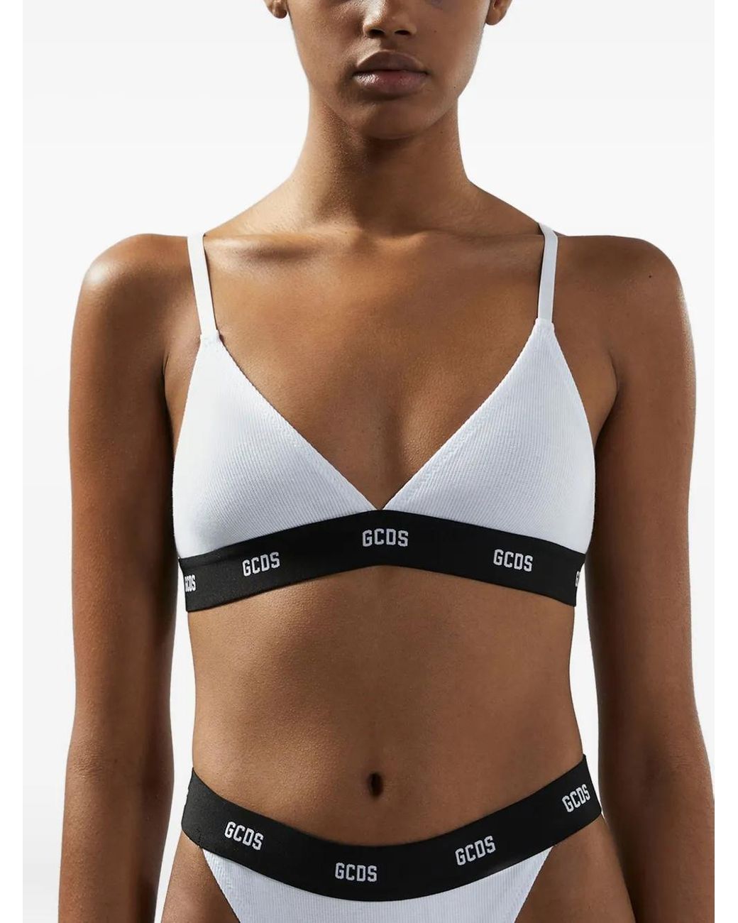 Gcds White Logo-Band Triangle Bra
