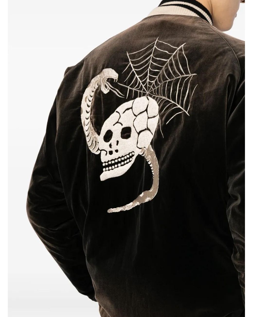 Maison Mihara Yasuhiro Black Souvenir Velvet Bomber Jacket for men