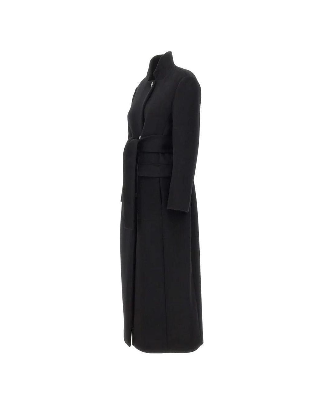 Marella Black Belted Single-Breasted Coat