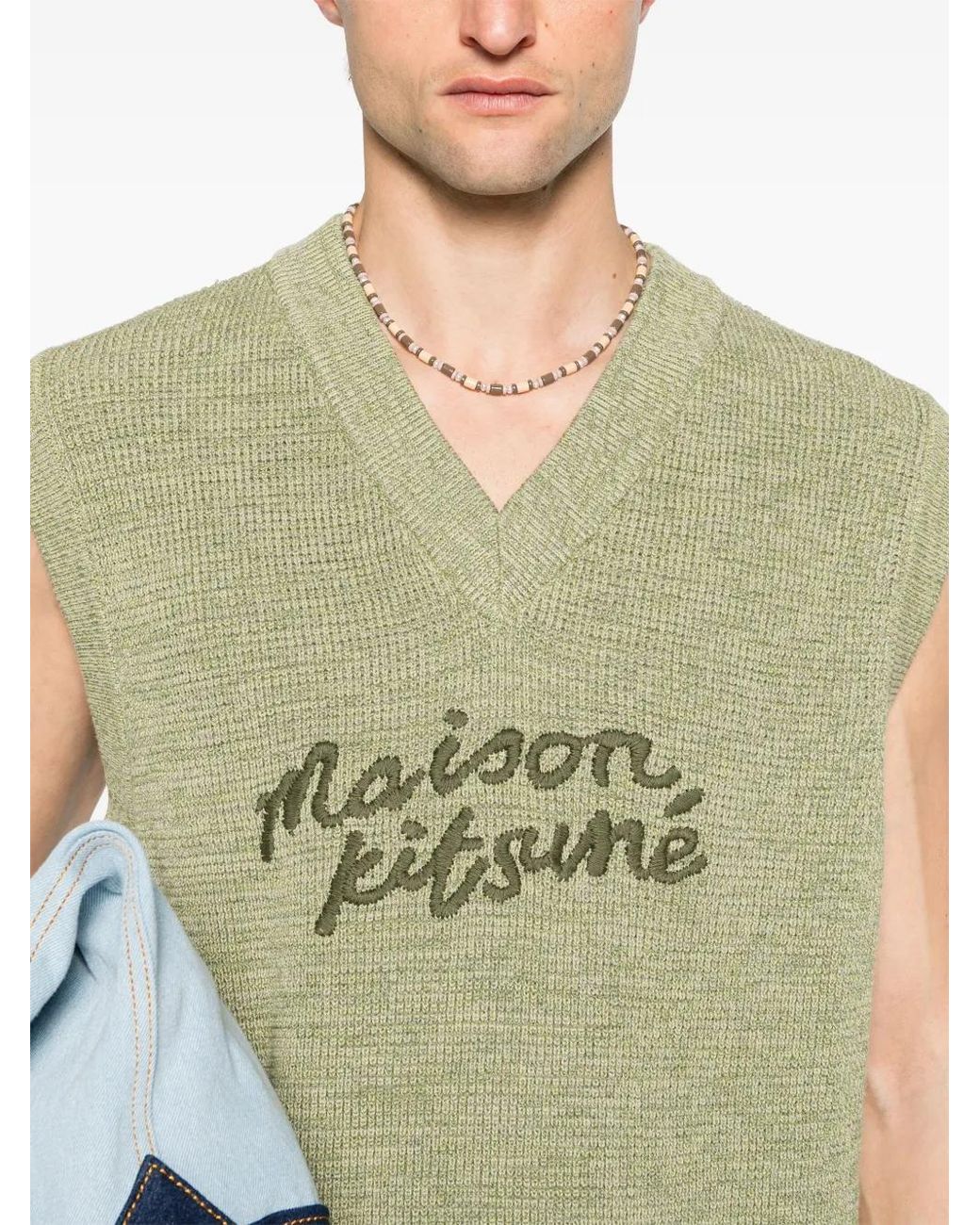 Maison Kitsuné Green Maison Kitsune Handwriting Oversize Vest for men