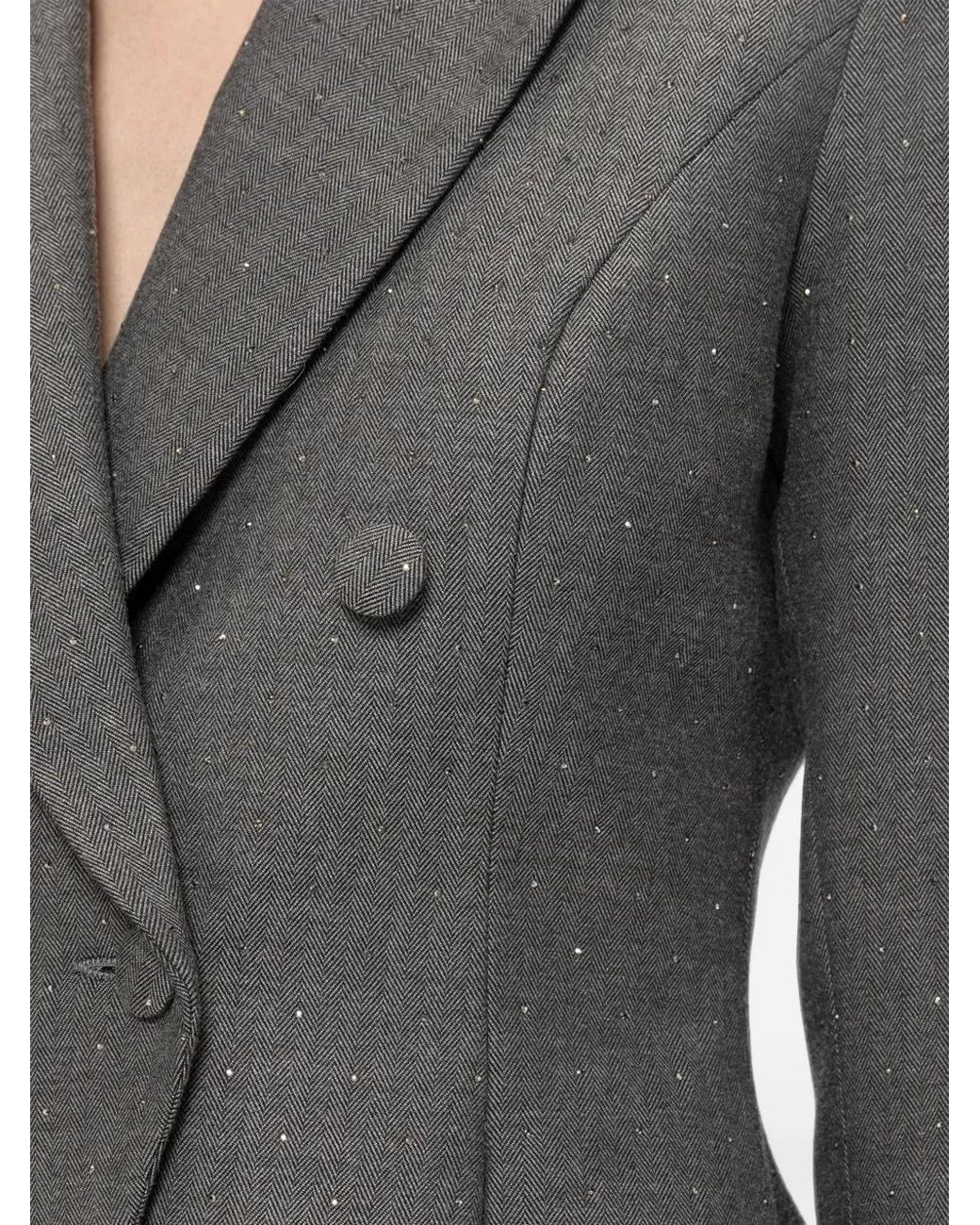 Nissa Gray Single-Breasted Fitted Blazer