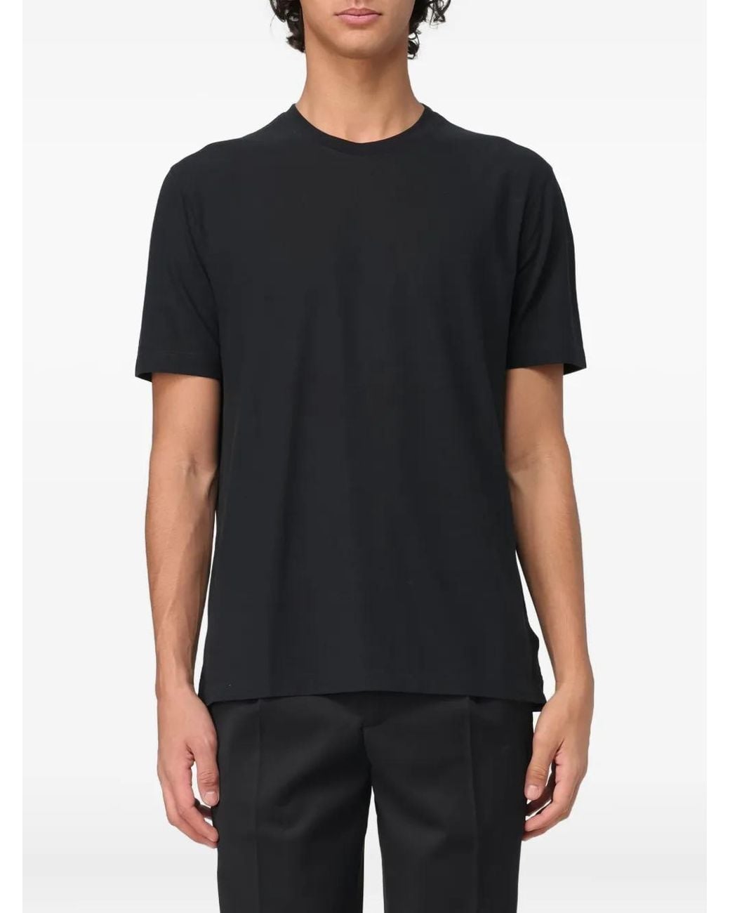 Zanone Black Crew Neck Short-Sleeve T-Shirt for men