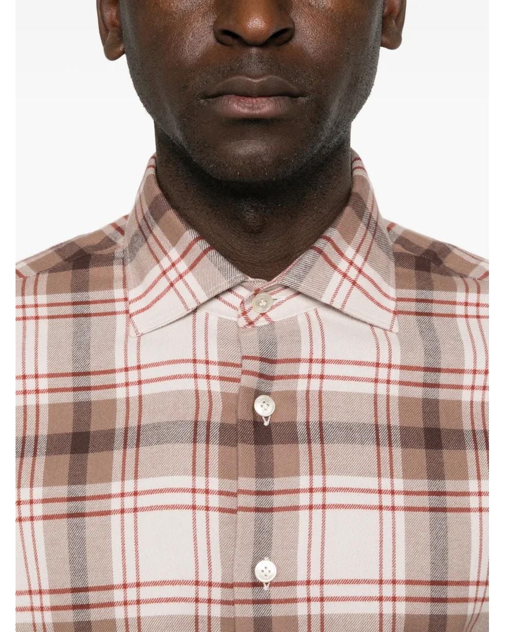 Eleventy Pink Check-Pattern Shirt for men